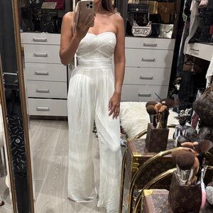 Miss Avenue Strapless White Jumpsuit